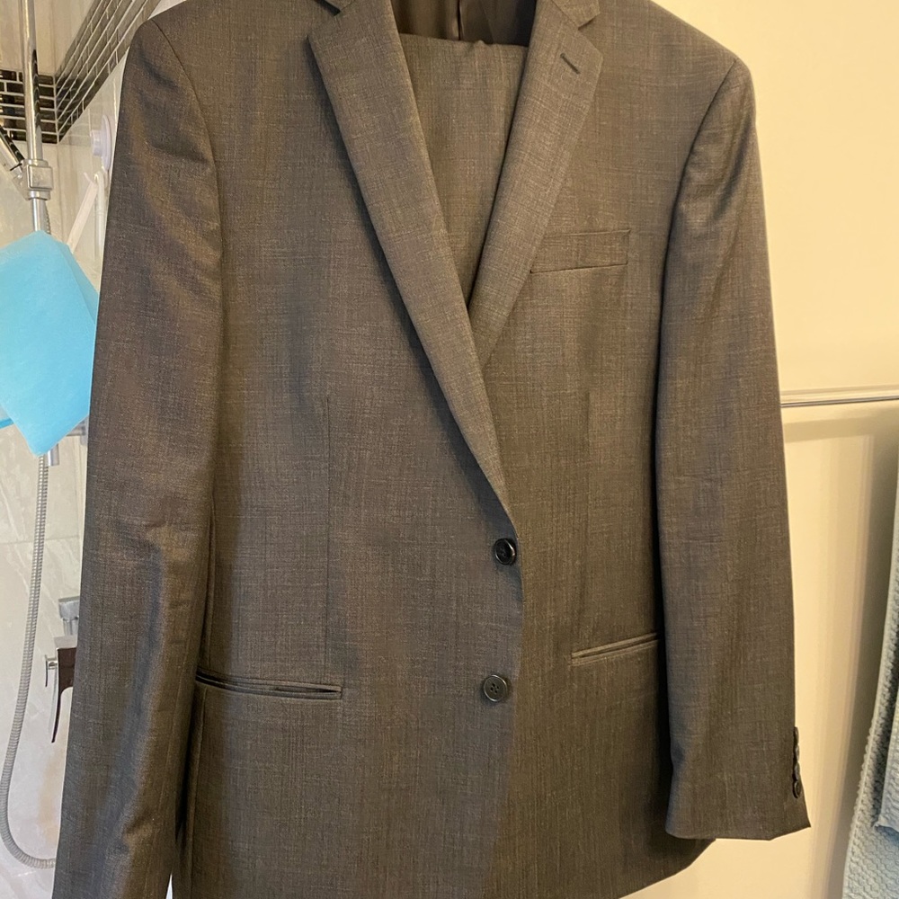 Calvin Klein 100% wool dark grey suit